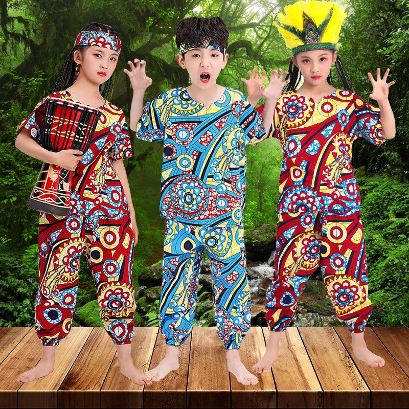 African Drum Children's Costume Adult Men Women Tambourine Dance