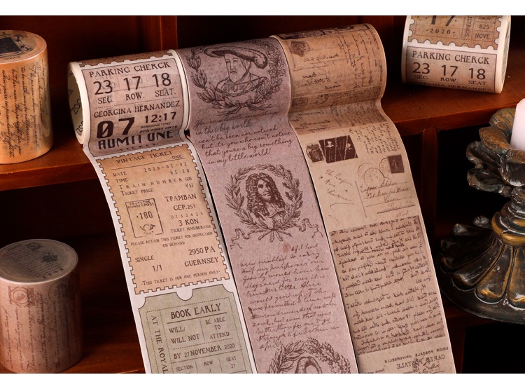 JIANWU 5cm*3m/ Roll European and American Retro Series Newspaper Notes ...
