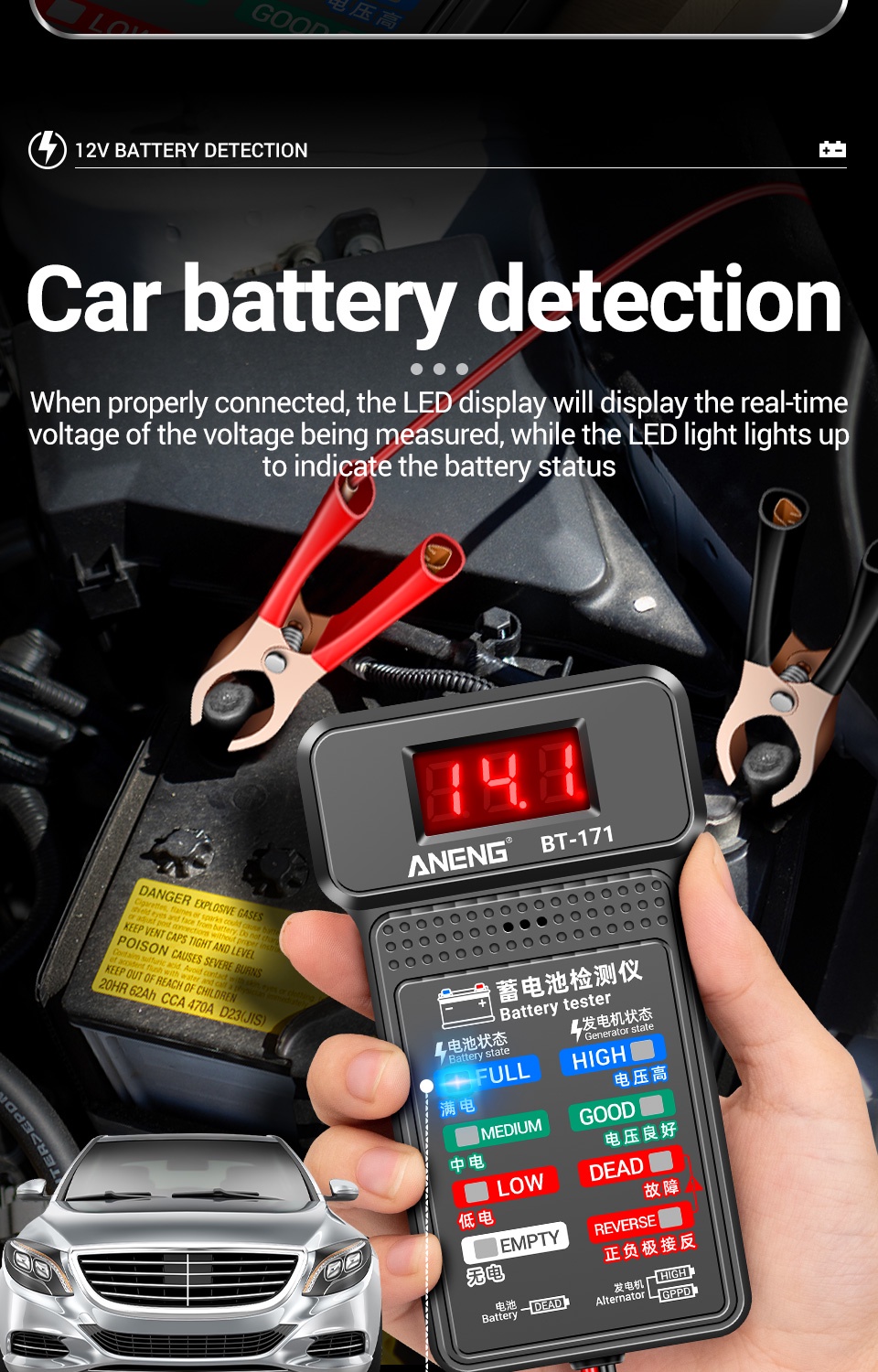 Aneng Bt-171 12V Multifunctional Battery Testers Auto Repair Industry ...