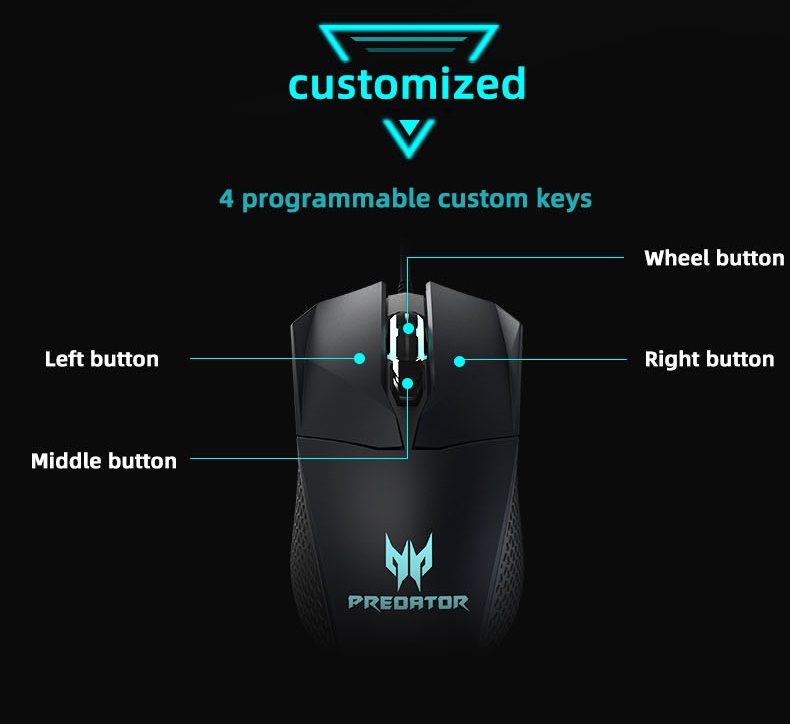 Acer predator Cestus 300 game mouse RGB lighting programmable button ...