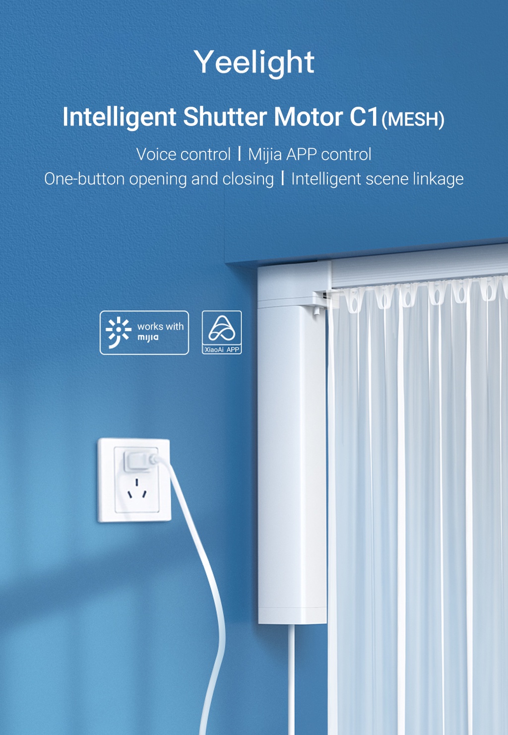 Yeelight Smart Curtain Motor C1 Bluetooth Mesh One-Button Switch Smart ...