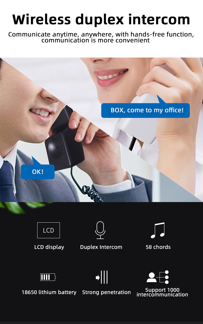LCD display Telephone Intercom, 433Mhz Wireless Intercom System Calling ...