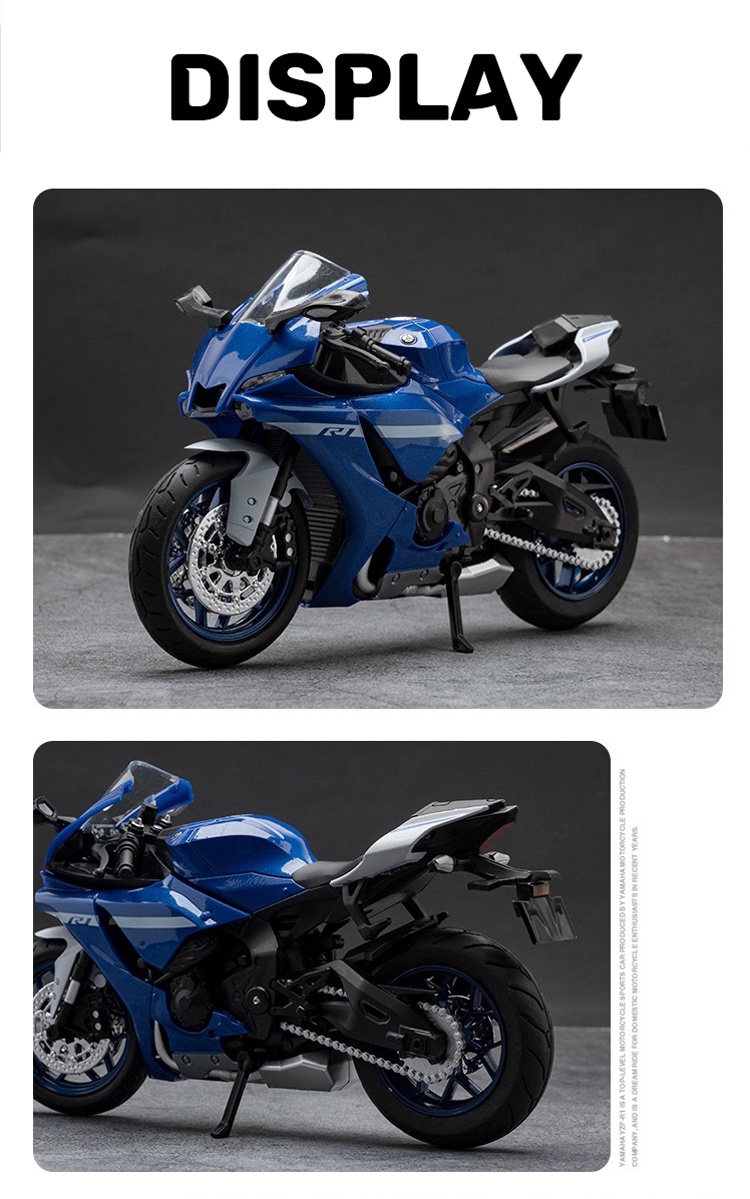 1:12 Scale Yamaha R1 Alloy Motorcycle Model Diecast Car Sound Light Car ...