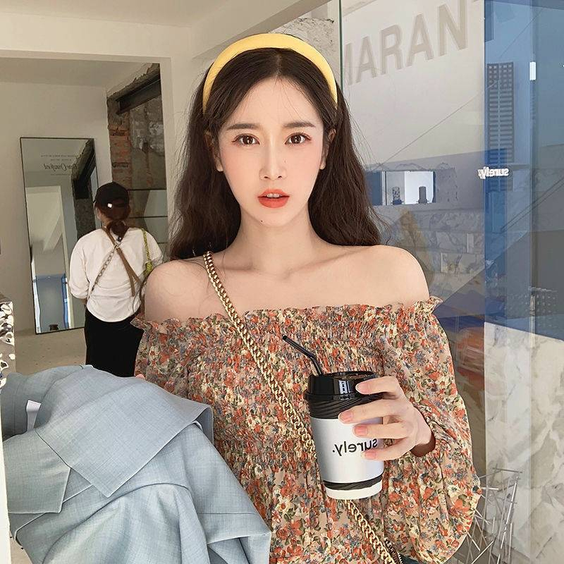 SH38 Long Sleeve Top With Orange Floral Print | Shopee Philippines