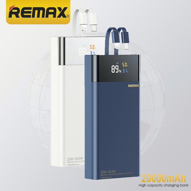 REMAX 20W+22.5W 20000mAh QC+PD PowerBank Charger Fast Charging Built in ...