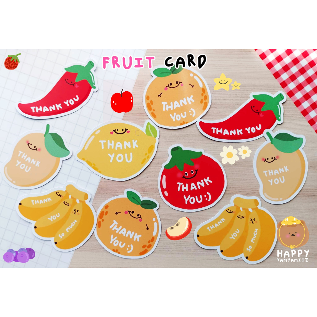Pack Of 10 Pieces Thank you Card/Tag Label Die Cut Fruits And