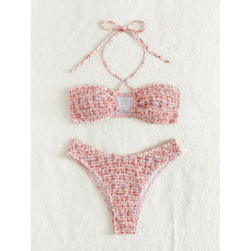Small Floral Bikini Smock Tie Back Halter Neck | Shopee Philippines