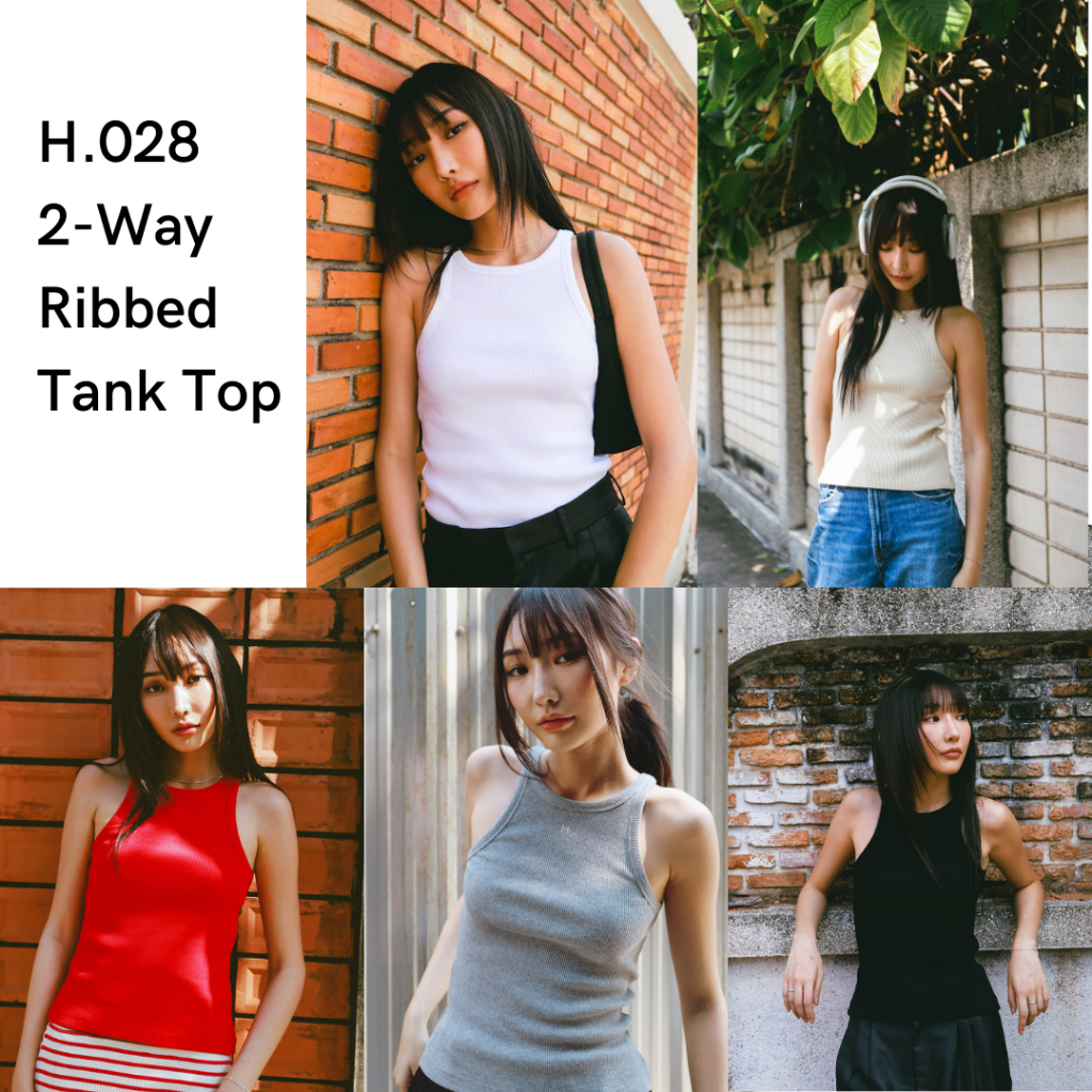 H.028-2-Way Ribbed Tank Top-Fabric Can Be Worn On Both Sides. | Shopee ...