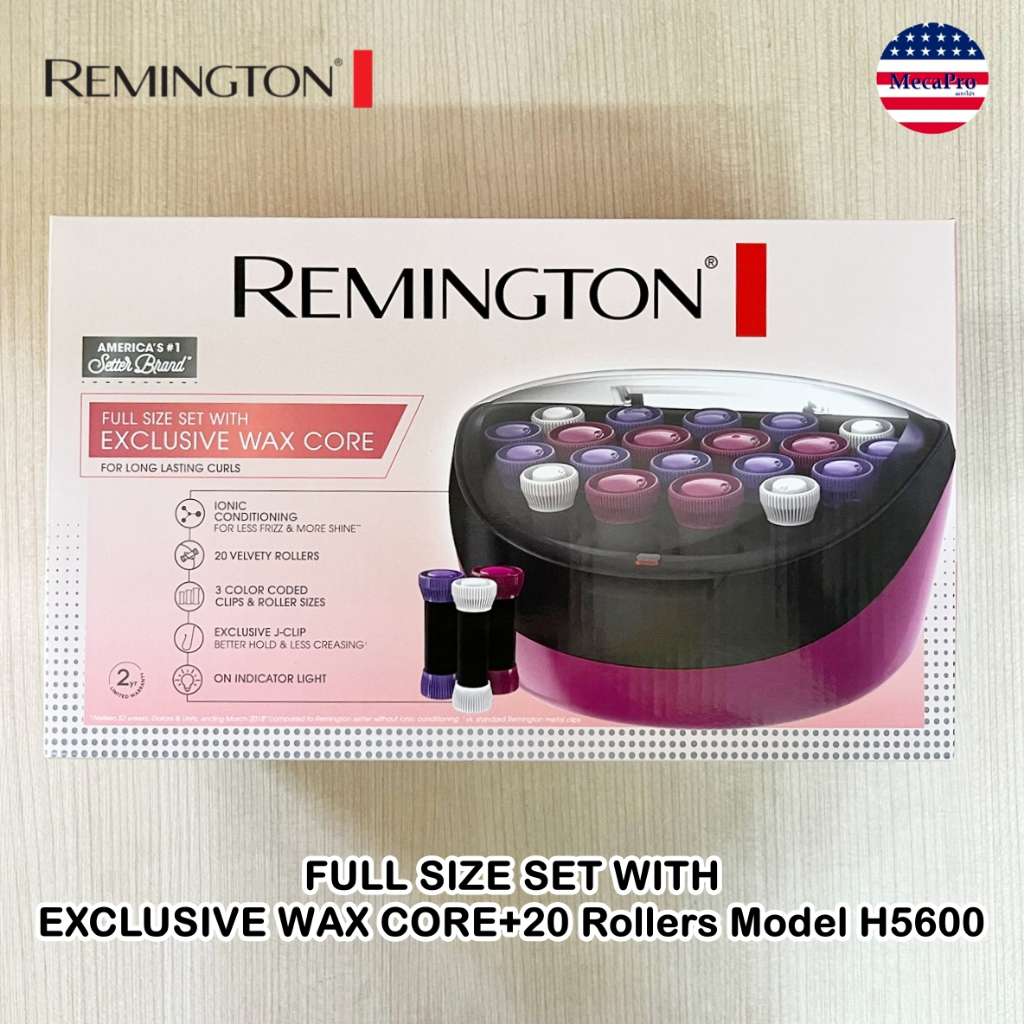 Remington FULL SIZE SET WITH EXCLUSIVE WAX CORE + 20 Rollers Model ...