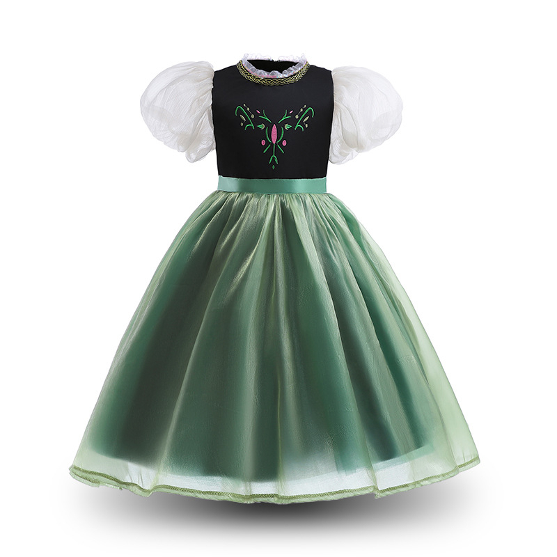 Kids Girl Anna Dress Frozen Costume for 3-12 Years Old Girls Princess Dress  with Puff Sleeves Avocado Green Tulle Dress | Shopee Philippines