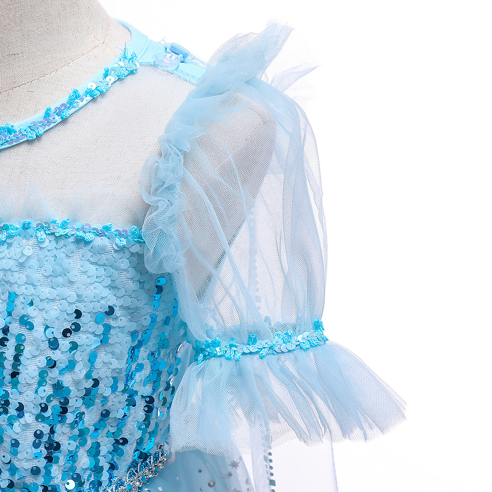 Frozen Costume Princess Dress For Kids Girl Sequin Dress with Removable  Long Shawl Blue Gown for Birthday Party Graduation Disney Princess Cosplay  | Shopee Philippines