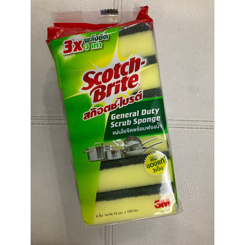 Scouring Pad With Sponge 3M ScotchBrite Pack Of 6 Pieces/Piece 75 Mm