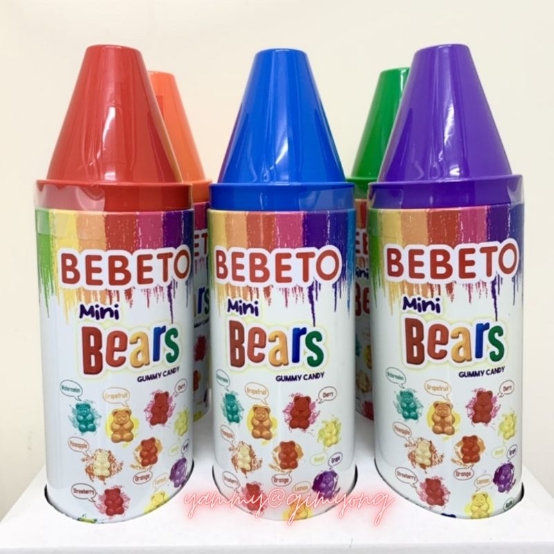 Bebeto Mini Bears Gummy Candy Jelly Bear Shape Fruit Flavor In A Crayon ...