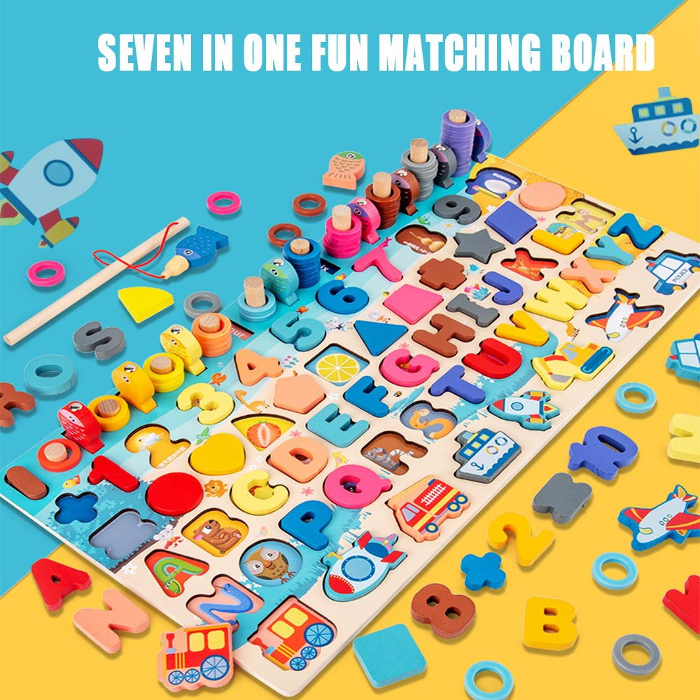 Wooden Board For Development 7in1 Activities In One Set Count Numbers ...