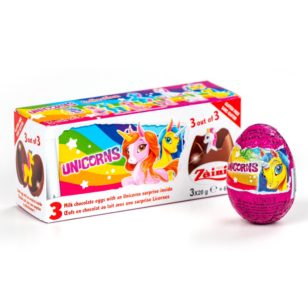 Surprise Egg Unicorn Milk Chocolate Zaini Unicorns eggs 3x20g [60g
