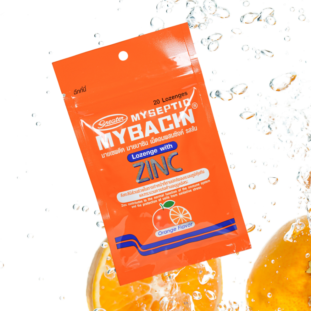 Mybacin Zinc lemon orange New Package 20 Tablets Candy. Shopee