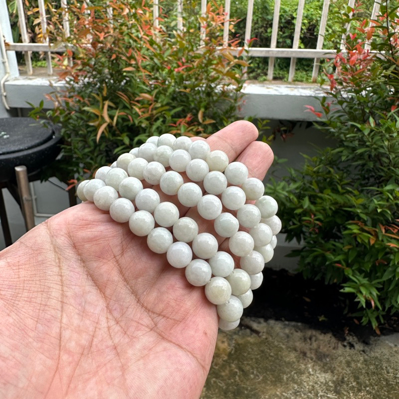 White Jade Bracelet Burma Grain Size 10 Mm Jadeite Real 1 Shopee Philippines