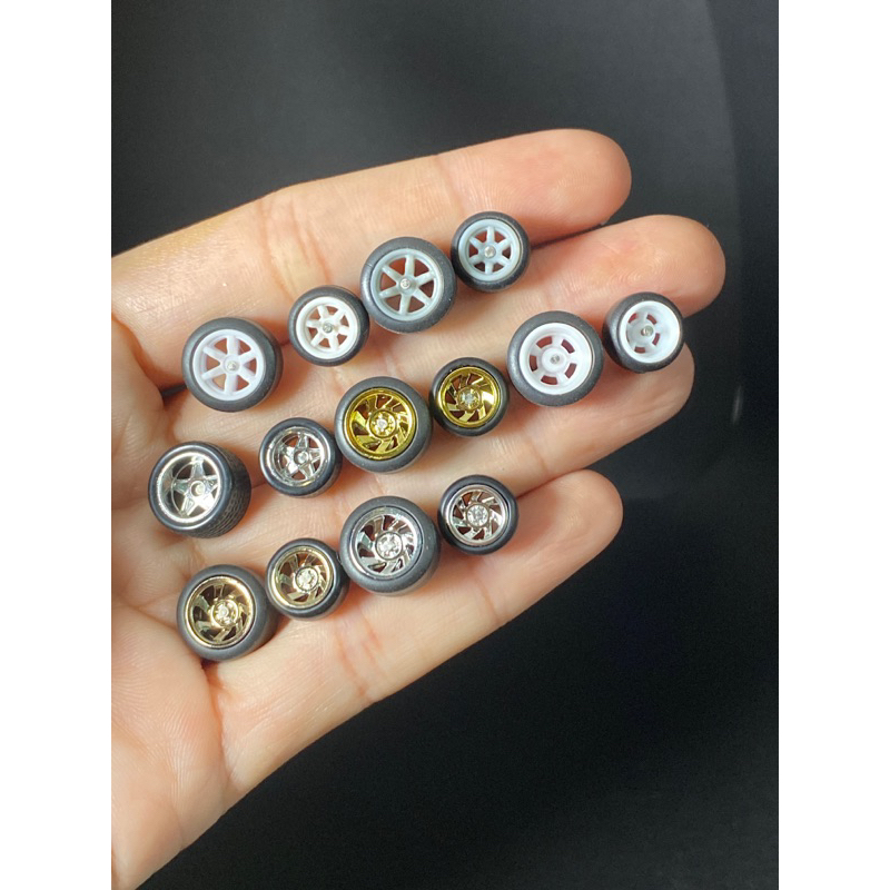 Rubber Wheels Front 10mm Rear 12mm Fit For 1:64 Scale Hotwheels Mj ...
