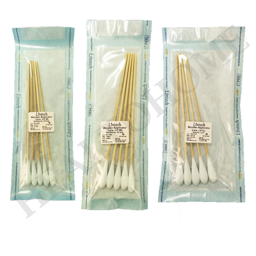 Cotton swab Sterile 6 Inches 5 Sticks Per Pack Size S M L (10 Packs
