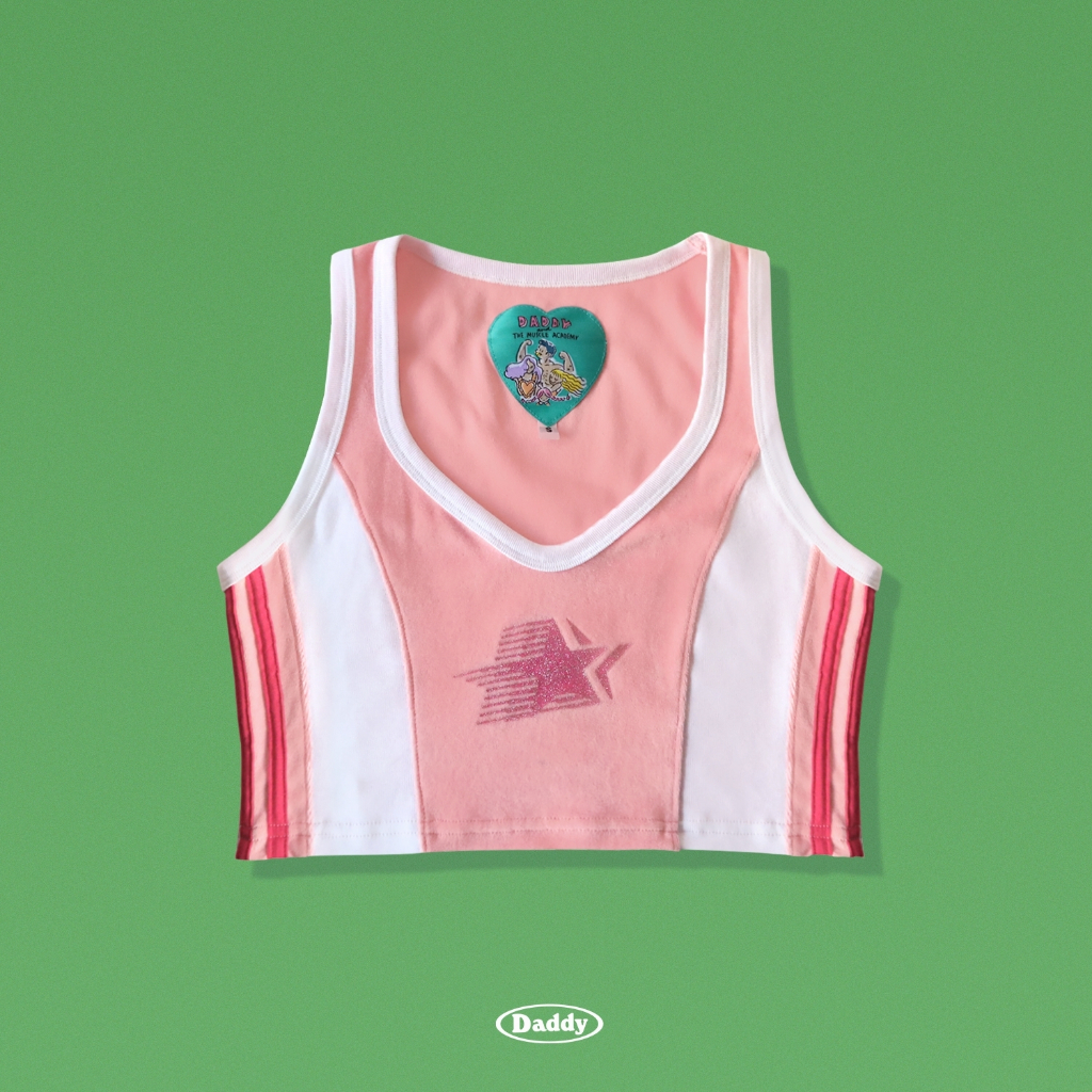 DADDY | Speed Star Crop Top Tank Cute Pink Glitter Screen | Shopee ...