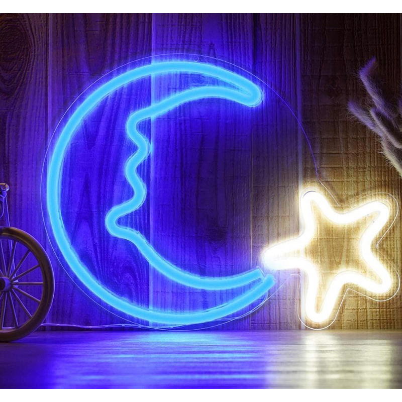 Star + Moon Sign LED Eye-Catching Beautiful Strip Light Decorative ...