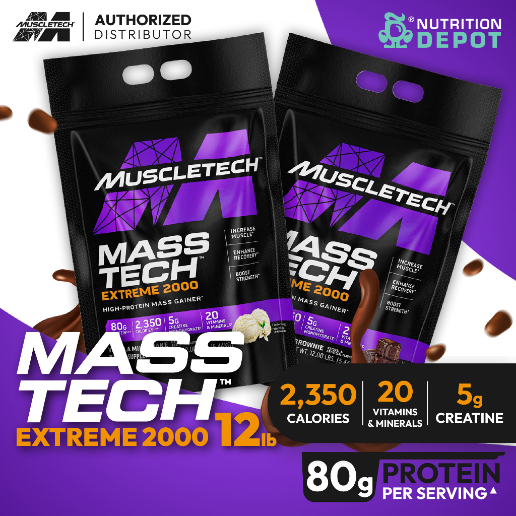 Muscletech Mass Tech Extreme 200012lb Whey Protein Weight Gain