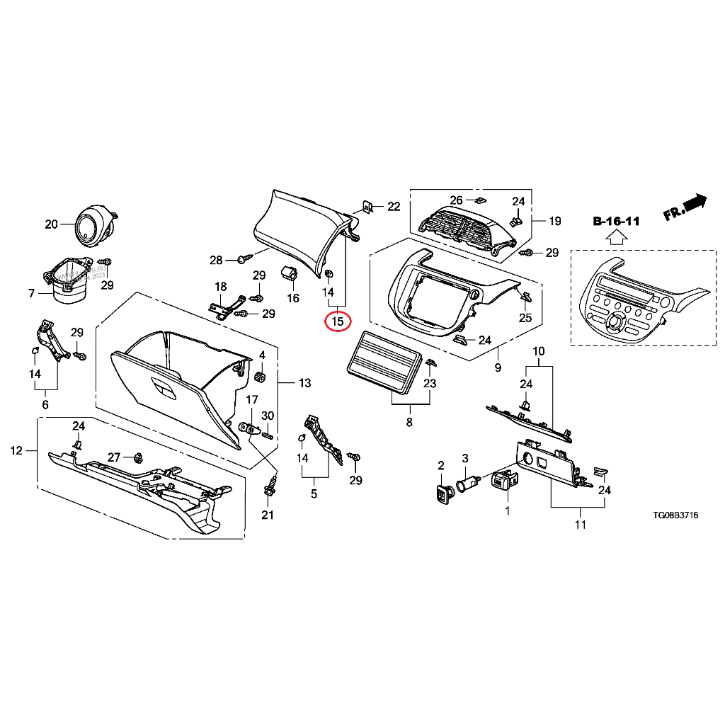 Top Box Cover On The Front Console The Left Side Jazz GE Genuine Honda Center Pick Shopee
