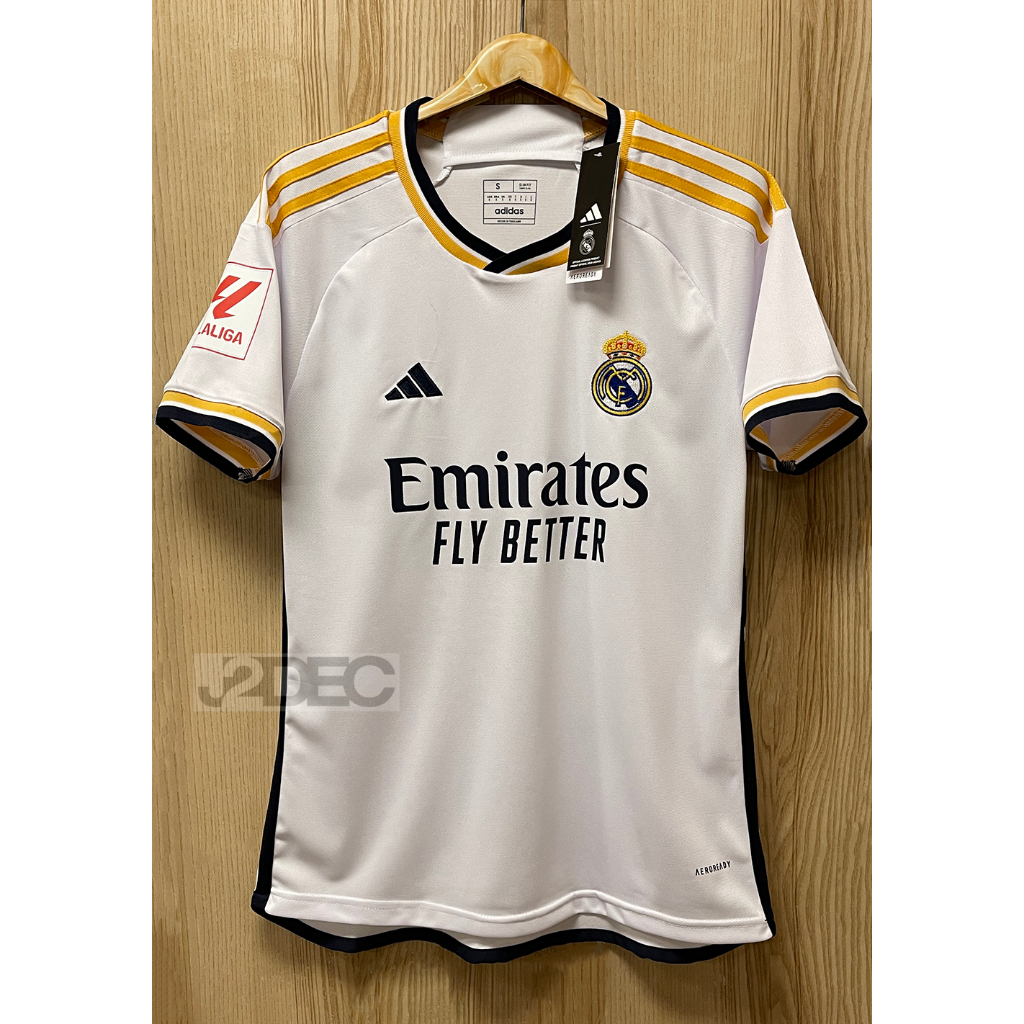 New !! Real Madrid Home Jersey Fans Grade 2023/24 Fluffion With Arm And ...
