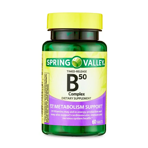 Spring valley B50 B complex Time release 60 tablets. Gently Vitamins Nourishing The Body The