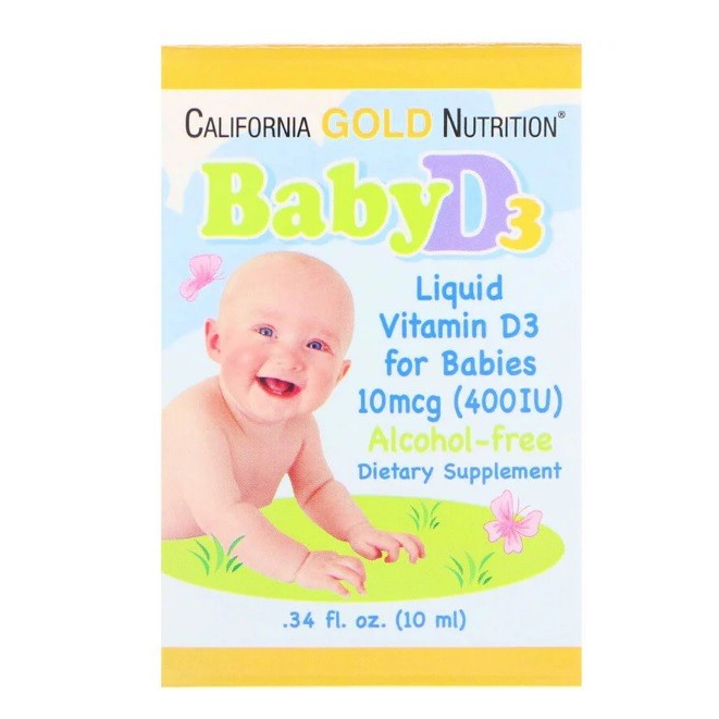 Vitamin D Baby 300 Drops California Gold Nutrition D3 400 IU .34 fl oz