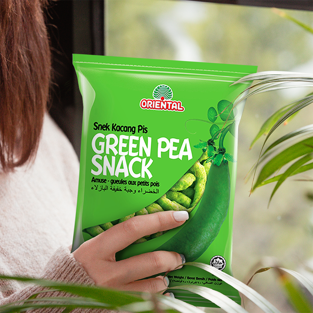Crispy Baked Pea Snacks Original Flavor ORIENTAL Green Snack 60g ...