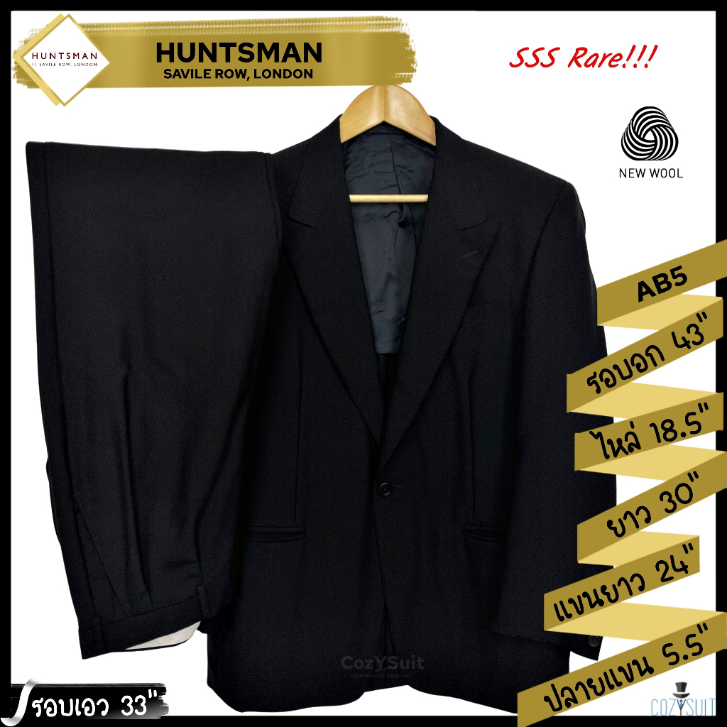 Huntsman of Savile Row Black Suit Size AB5 (Authentic Wool) Shopee