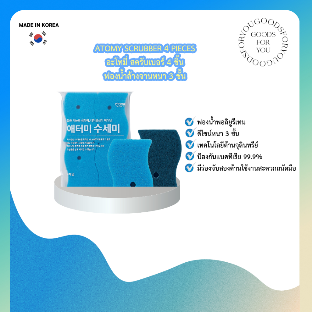 (NEW!!)ATOMY SCRUBBER 4 PIECES ATOMY 4 Pcs. 3-Layer Thick Dishwashing ...
