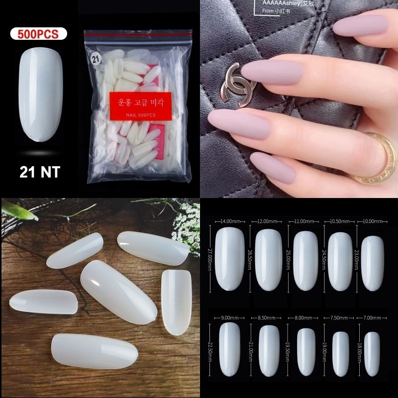 Pvc False Nails Long Almond Shape (21) Separate Number | Shopee Philippines