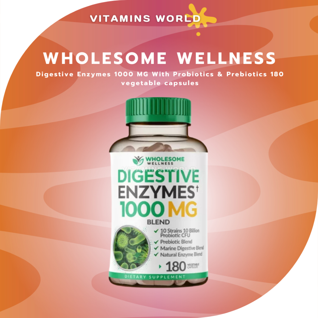 Wholesome Wellness Digestive Enzymes 1000 MG With Probiotics