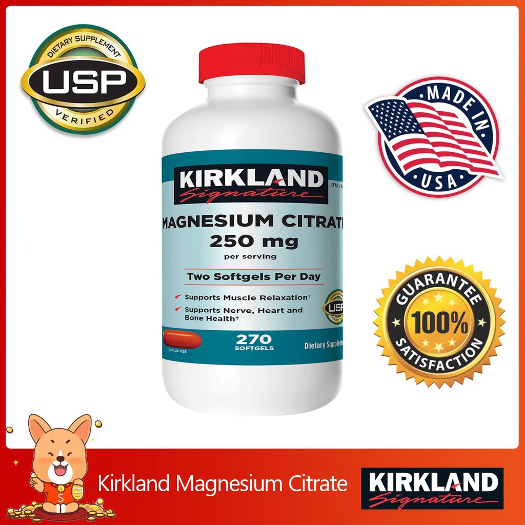 Kirkland Signature Magnesium Citrate 250mg 270 Softgels Shopee