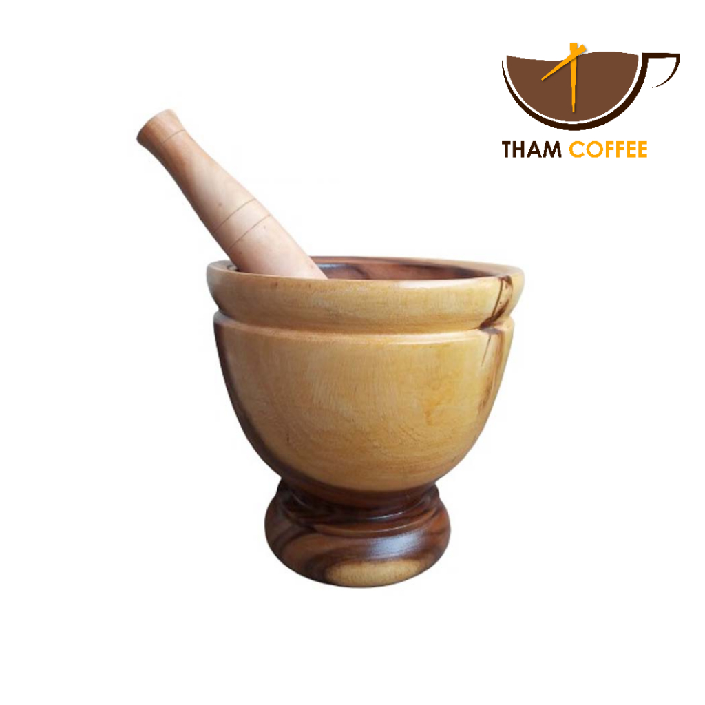 Wooden mortar With Pestle Somtam wood 510 Inches With For Chili Paste