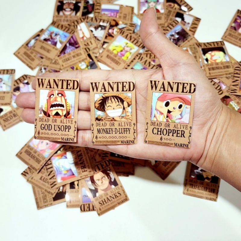 WANTED Mini Poster sticker Luffy One Piece Strong Waterproof (100 ...