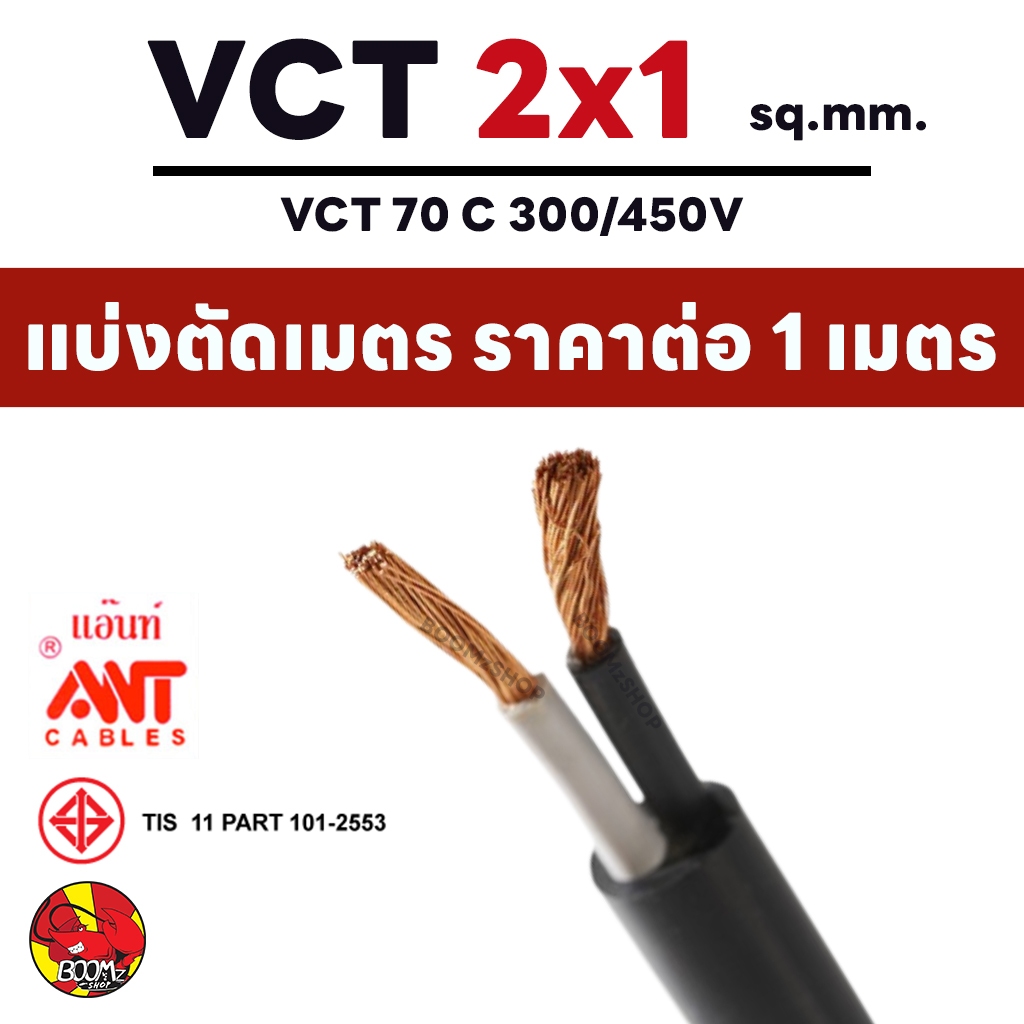 VCT Power Cord 2x1 ANT Cut Meters Pure Copper 2 * 1 Cable Flexible 450/ ...