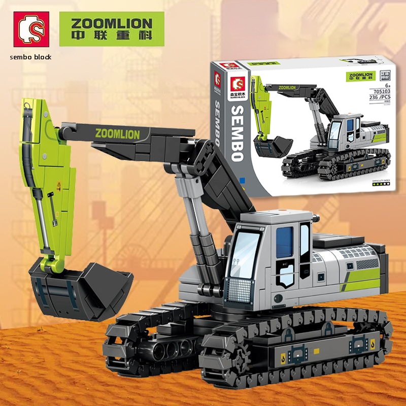 SEMBO BLOCK 705100-705103 Construction Vehicle Makro Crane Soil Grader ...