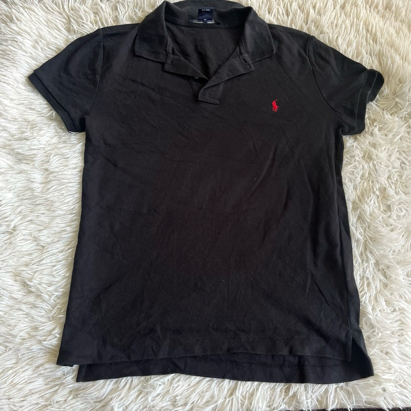 Black polo shirt with red horse best sale