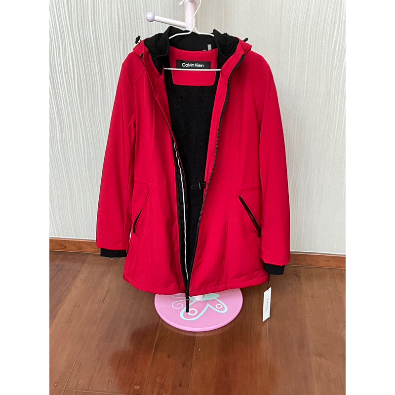 CALVIN KLEIN Women's Petite Hooded Fauxfurlined Anorak Raincoat In