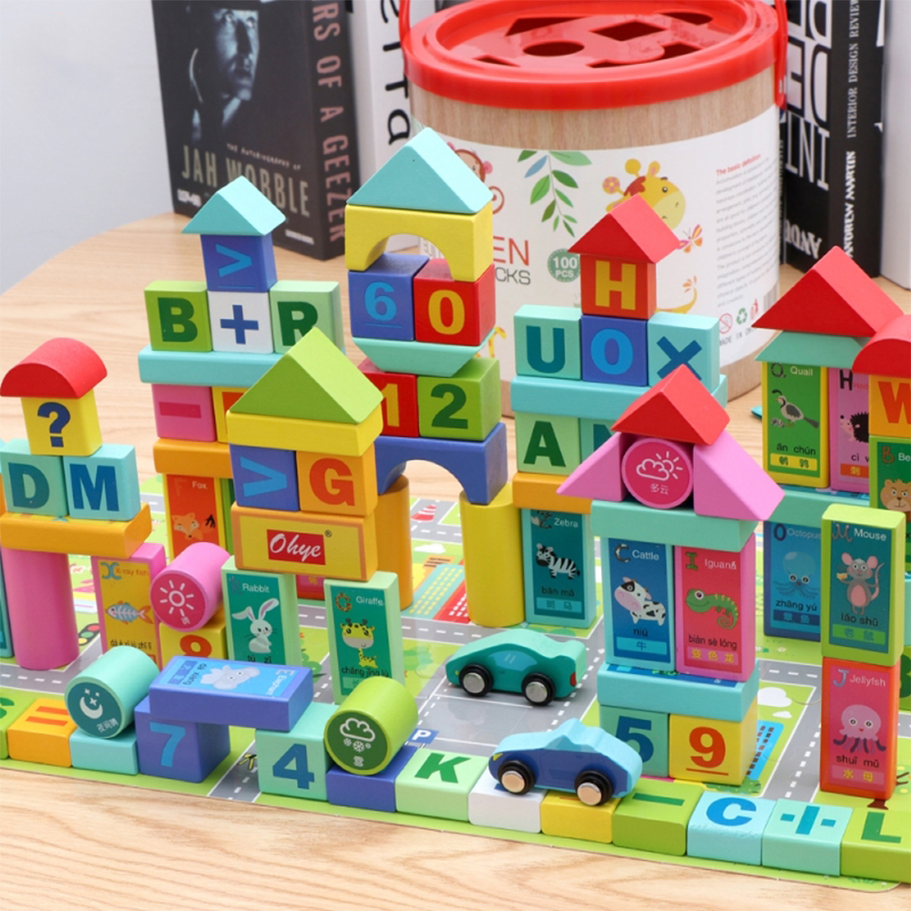 Wooden Blocks For Building Cities Big Set Of 100 Pieces Toys ...