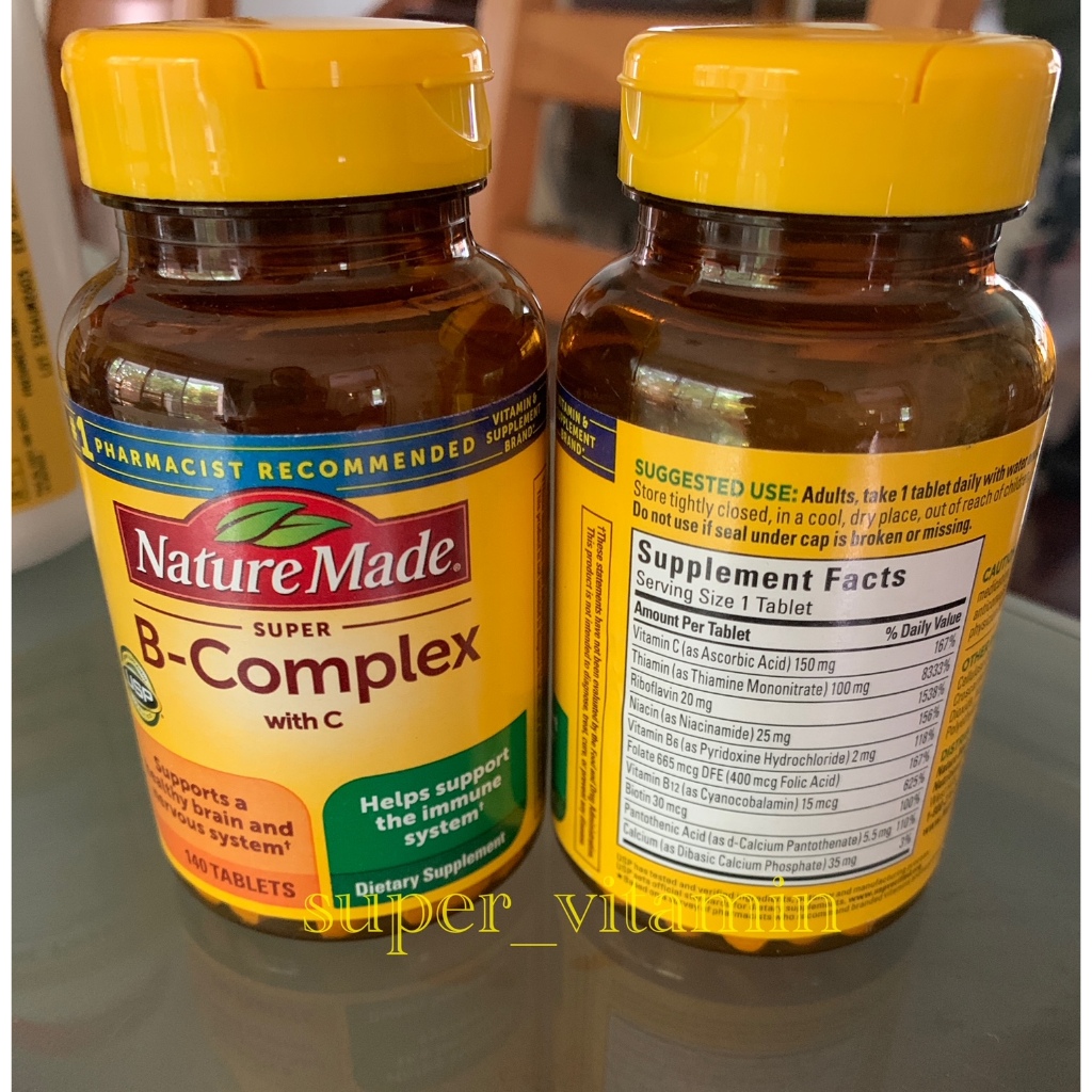 exp.03/2026 Nature Made Super B Complex with C 140 Tablets Vitamin From