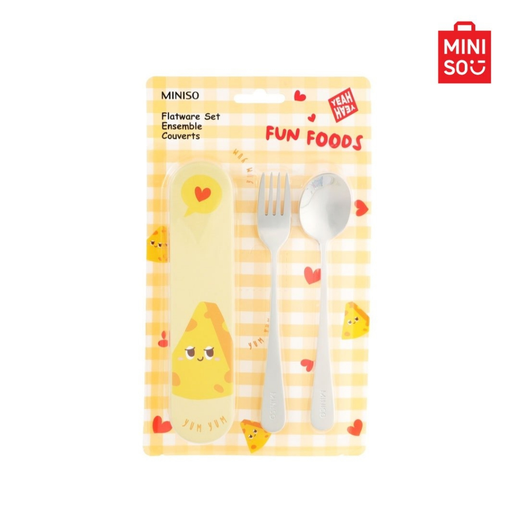 MINISO Spoon & Fork Set With Happy Foods Collection Storage Box Shopee Philippines