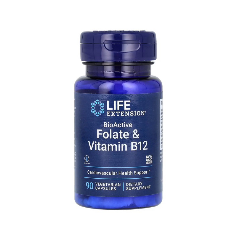 Folate & B12 Life Extension Bioactive Folate & Vitamin B12 / 90 Tablets ...