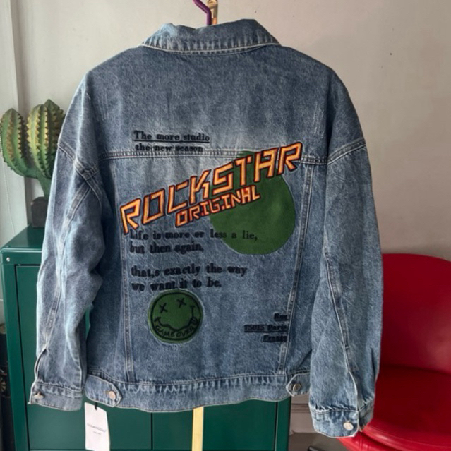 Rockstar Embroidered Denim Jacket Shopee Philippines