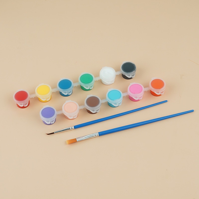 6 Color And 12 Acrylic Paint Set Small With Brush And Watercolor ...