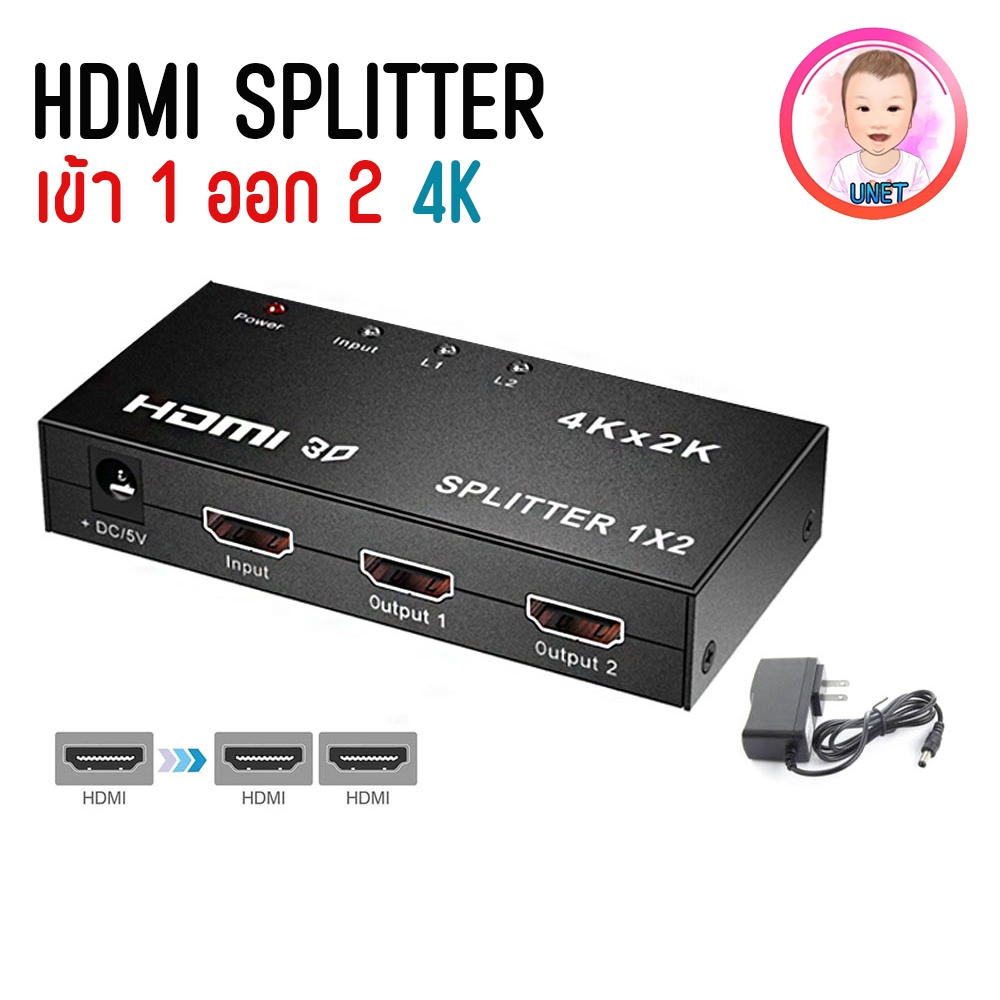 HDMI Splitter In 1 Out 2 (4K) Converter Box Full HD 1080P 3D Video ...