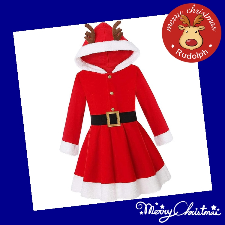 7C341 Children's Suit Santa claus Costume Sandy Christmas Dress Hooded ...